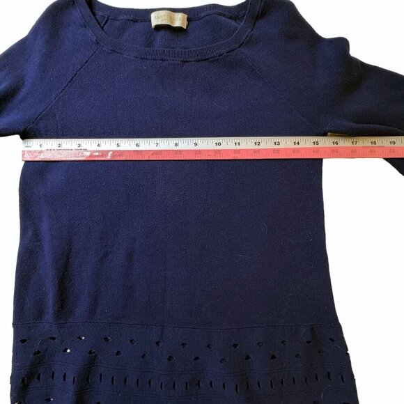 RAMY BROOK Dianna Sweater Top Womens XS Laser Cut Bell‎ Sleeve Navy Blue Capsule - Picture 7 of 11